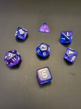 Purple and Blue RPG Dice Set - 7-Piece Polyhedral Game Dice